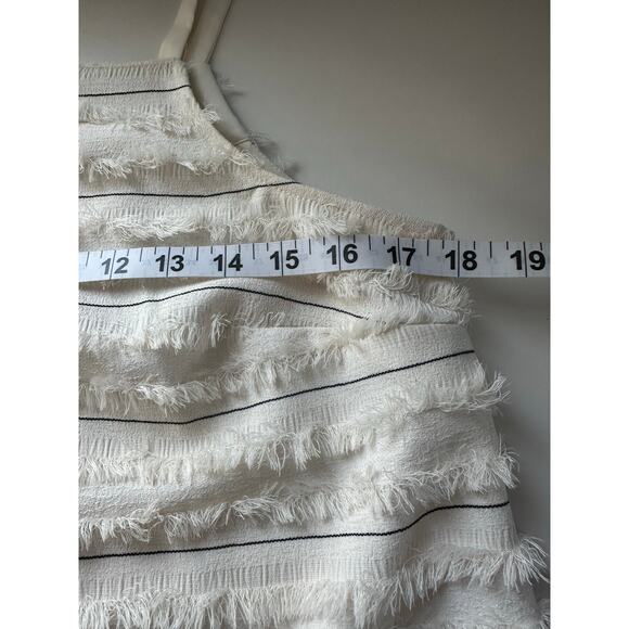 Maeve Anthropologie Sz 6‎ Quinn Cream Fringe Textured Cami Tank Top Square Neck - Picture 7 of 12